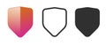 Shield secure icon badge vector simple graphic set, red modern quality insuranceÃÂ safe guard sign symbol line stroke